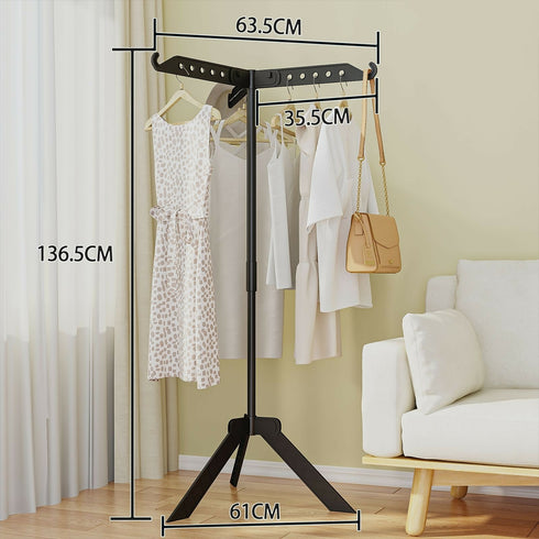 360° Rotation Clothes Folding Laundry Rack with 3 Arms for Hangers